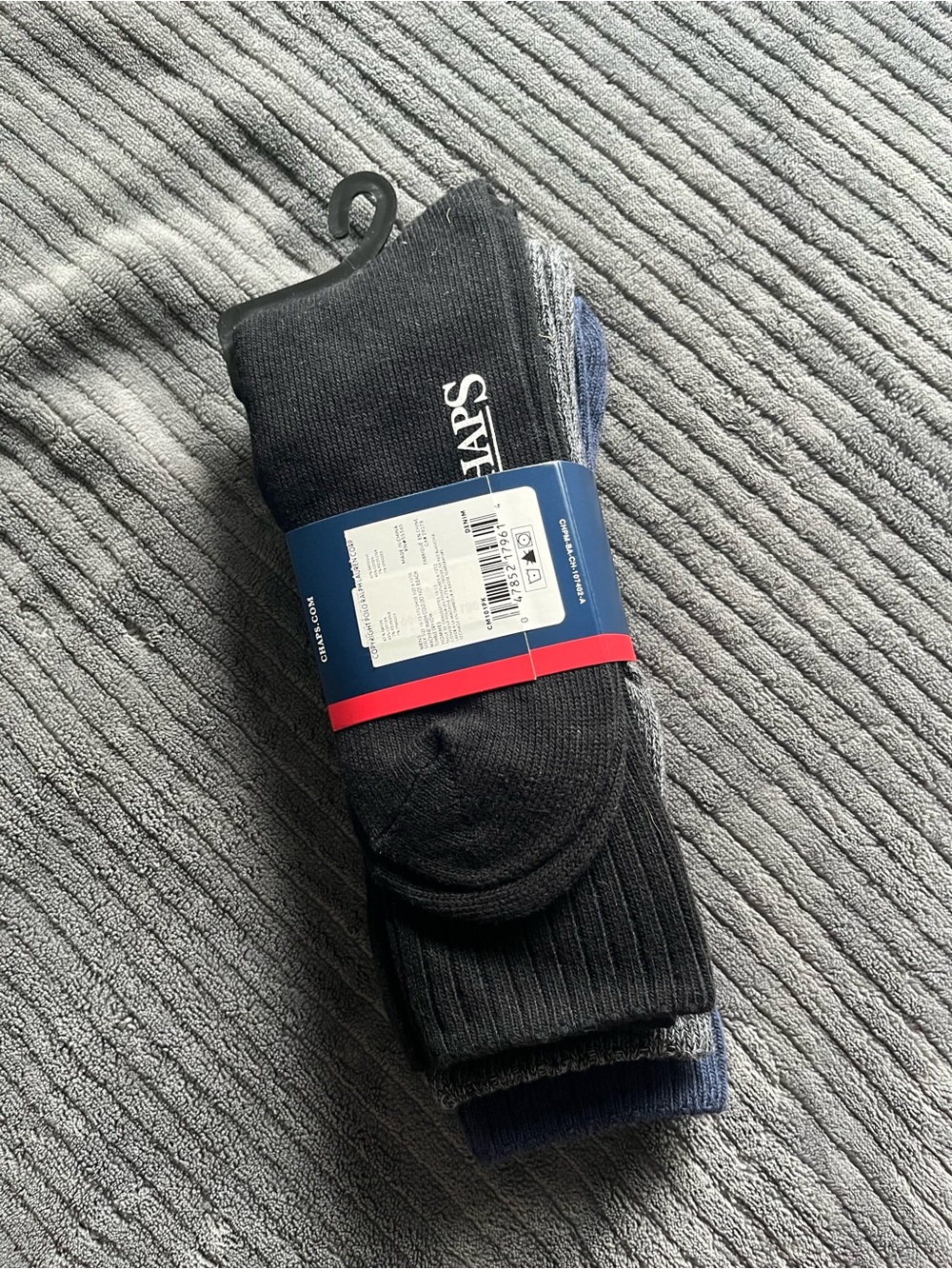 Chaps Blue - Black - Grey Performance Casual Ribbed Crew Socks | NWT - Picture 2 of 2